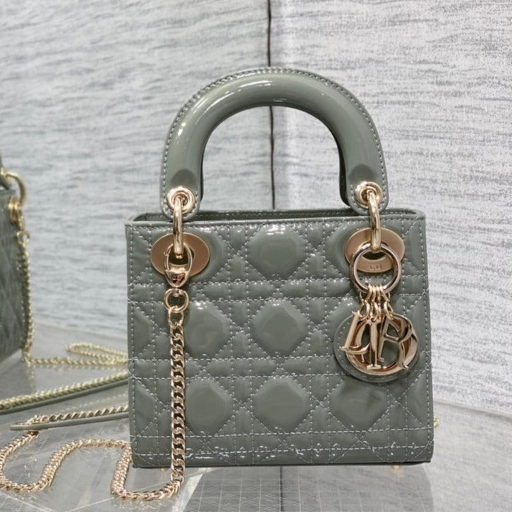 mini lady 17 rock gray patent calfskin