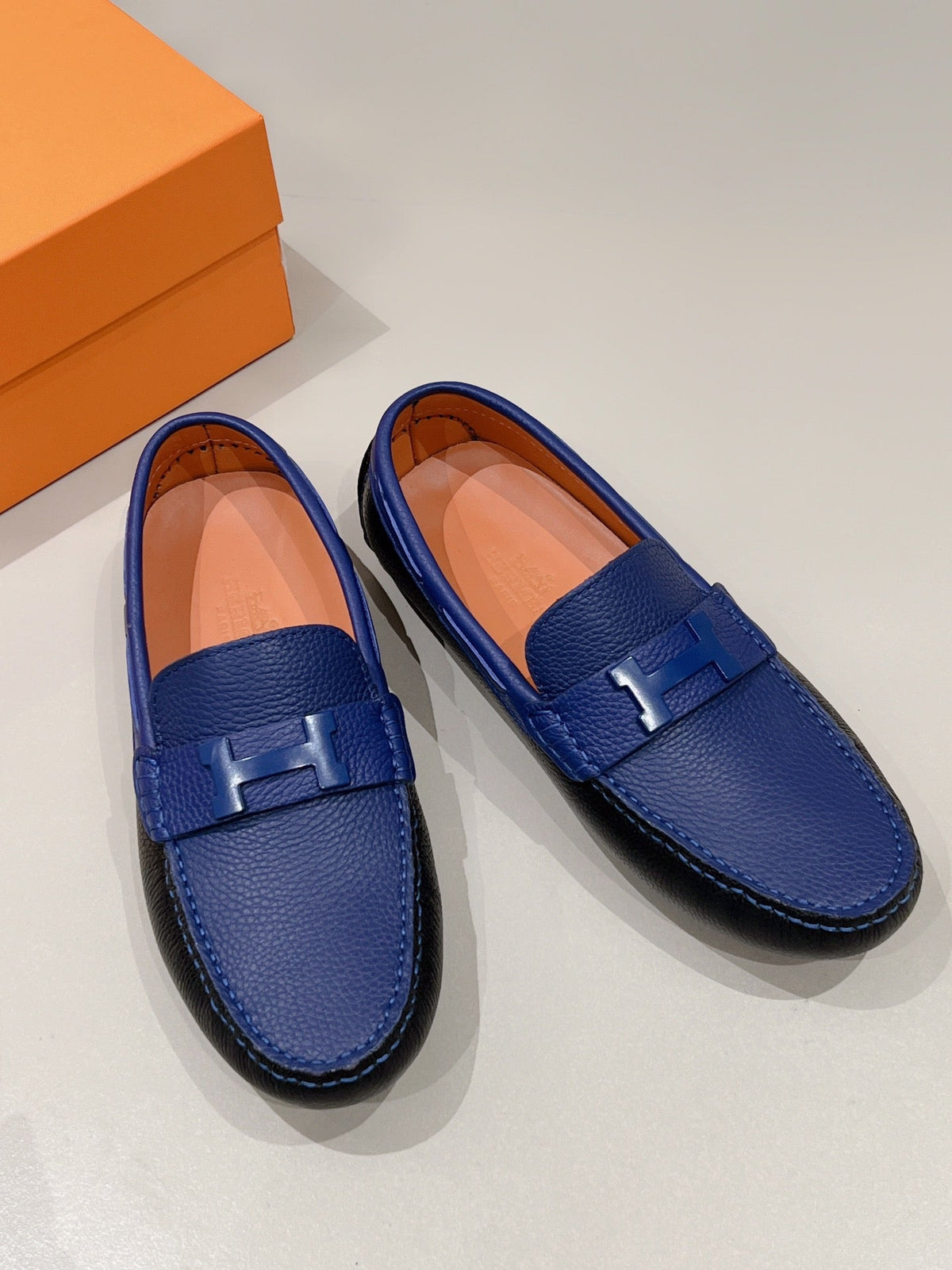 HM Men's Loafer Navy Blue Cowhide 557564