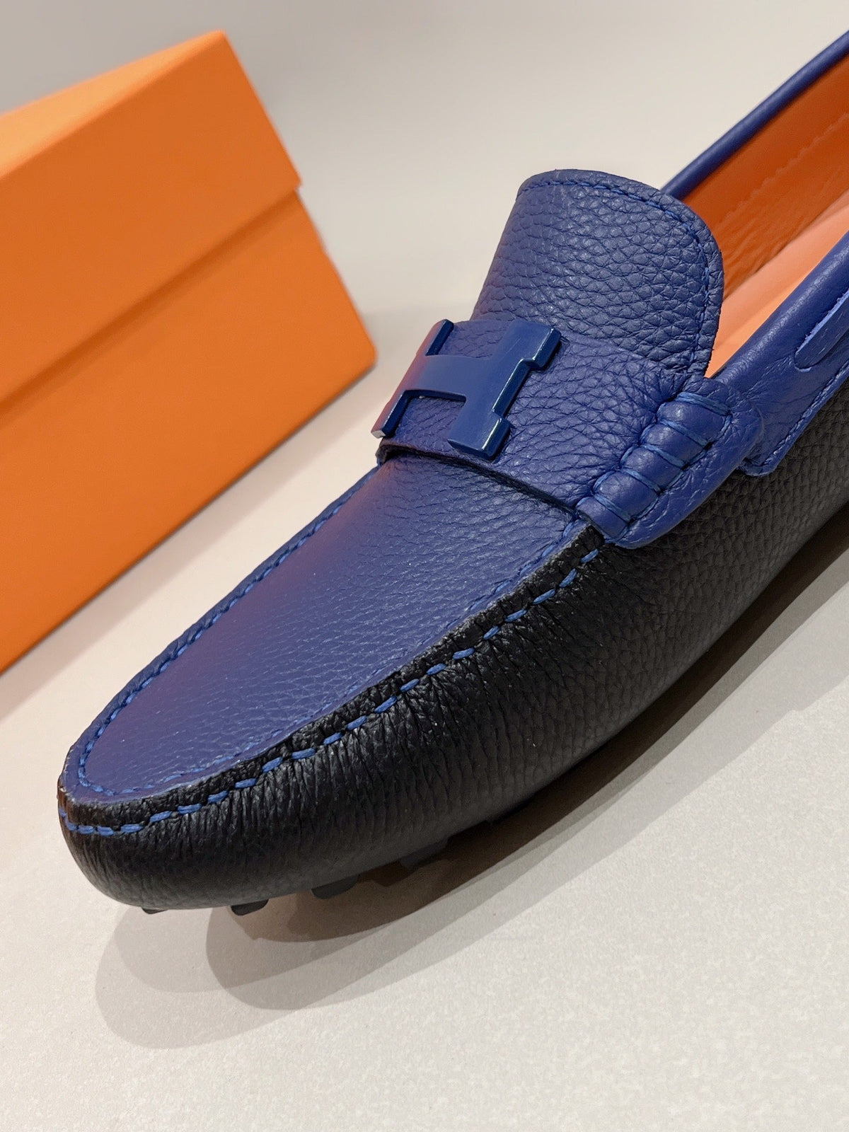 HM Men's Loafer Navy Blue Cowhide 557564