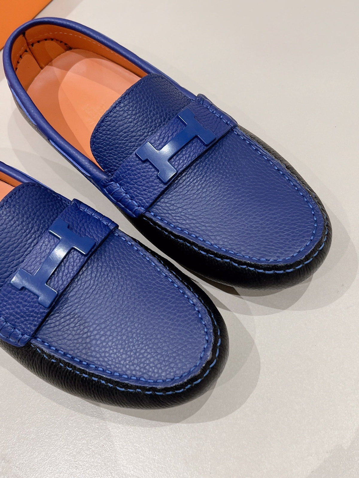 HM Men's Loafer Navy Blue Cowhide 557564