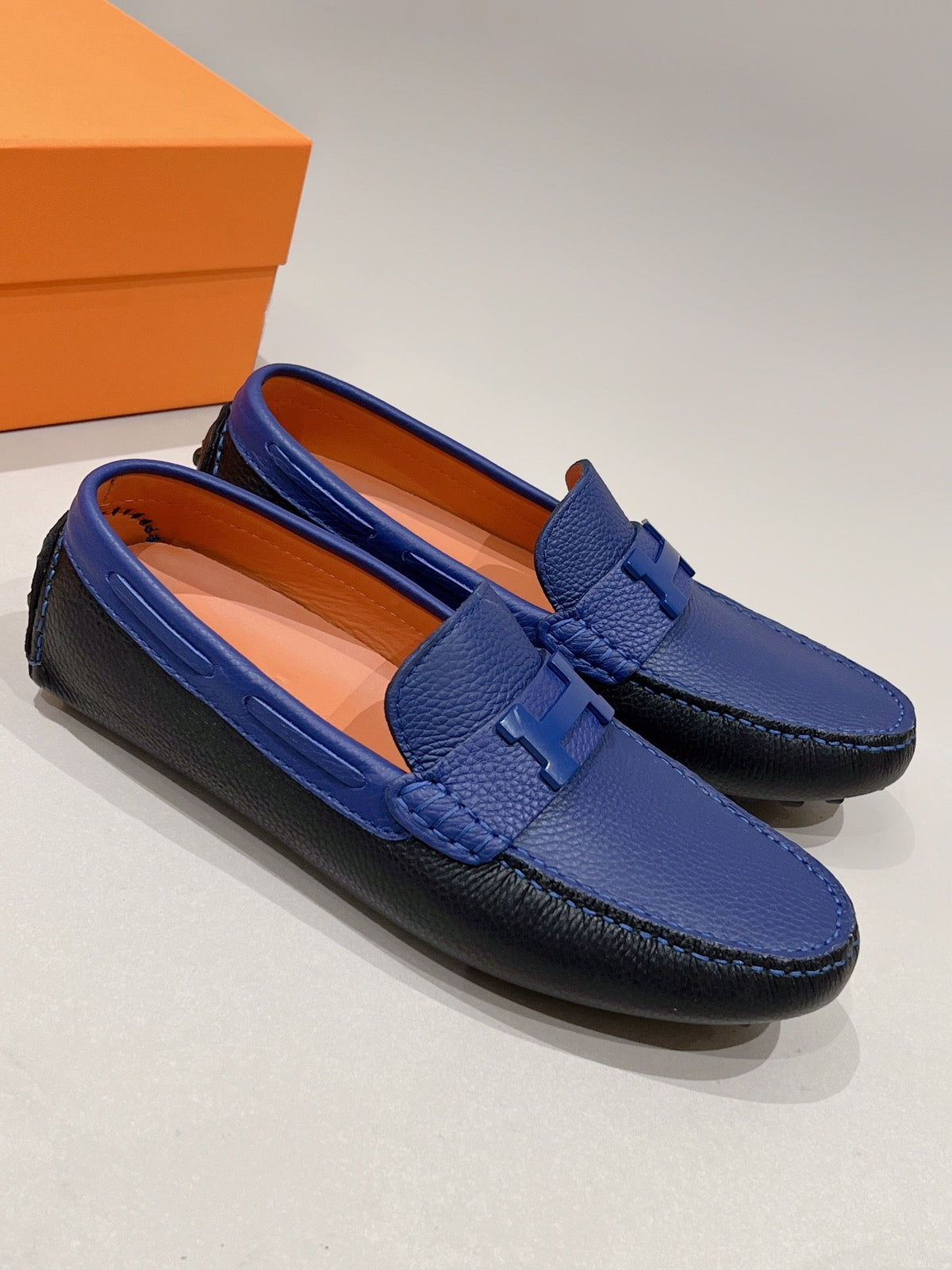 HM Men's Loafer Navy Blue Cowhide 557564