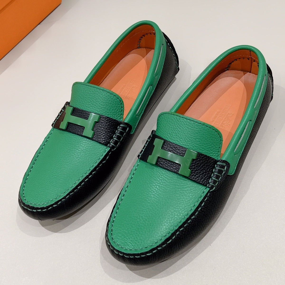 HM Men's Loafer Green Cowhide 557570