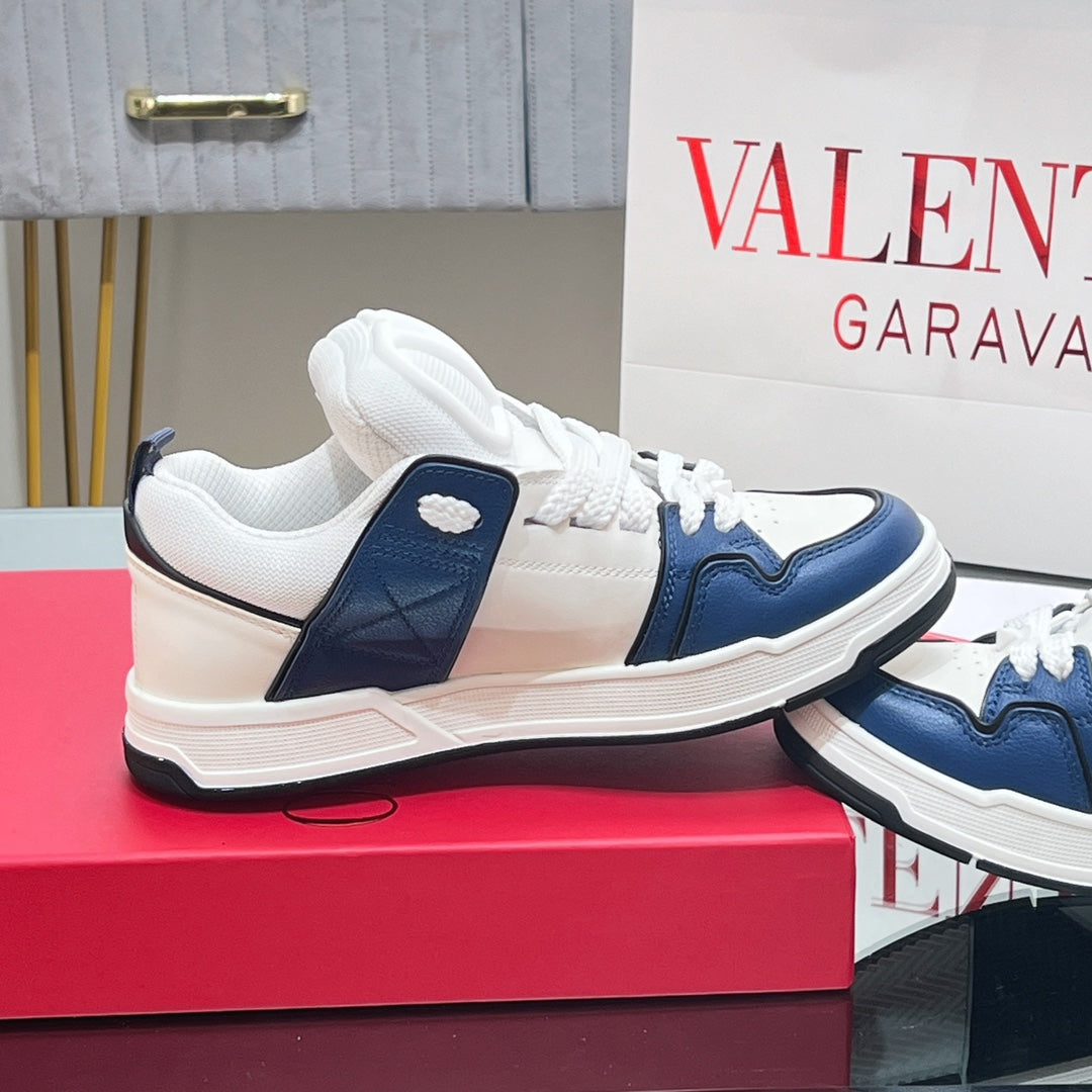 OPEN SKATE SNEAKER IN WHITE MIX NAVY BLUE CALFSKIN