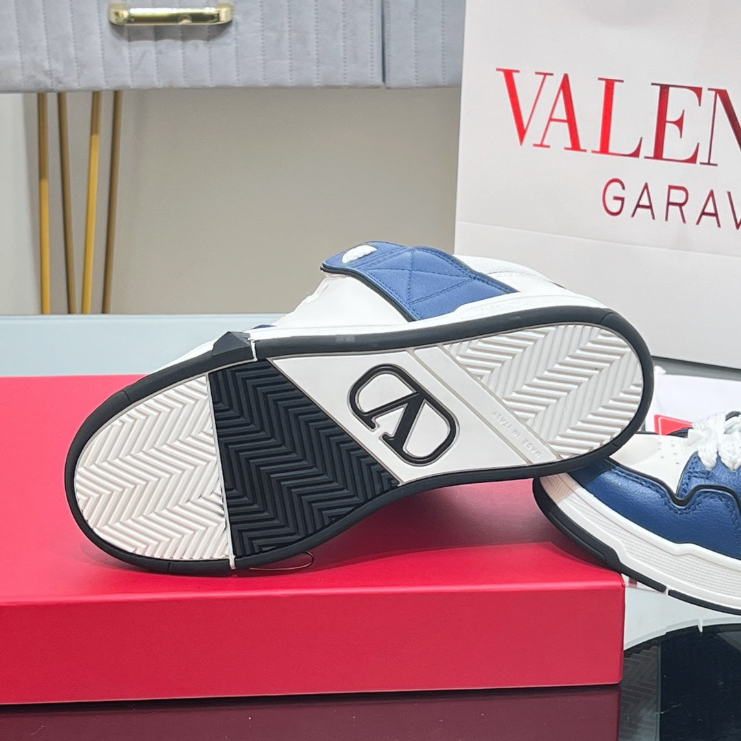 OPEN SKATE SNEAKER IN WHITE MIX NAVY BLUE CALFSKIN