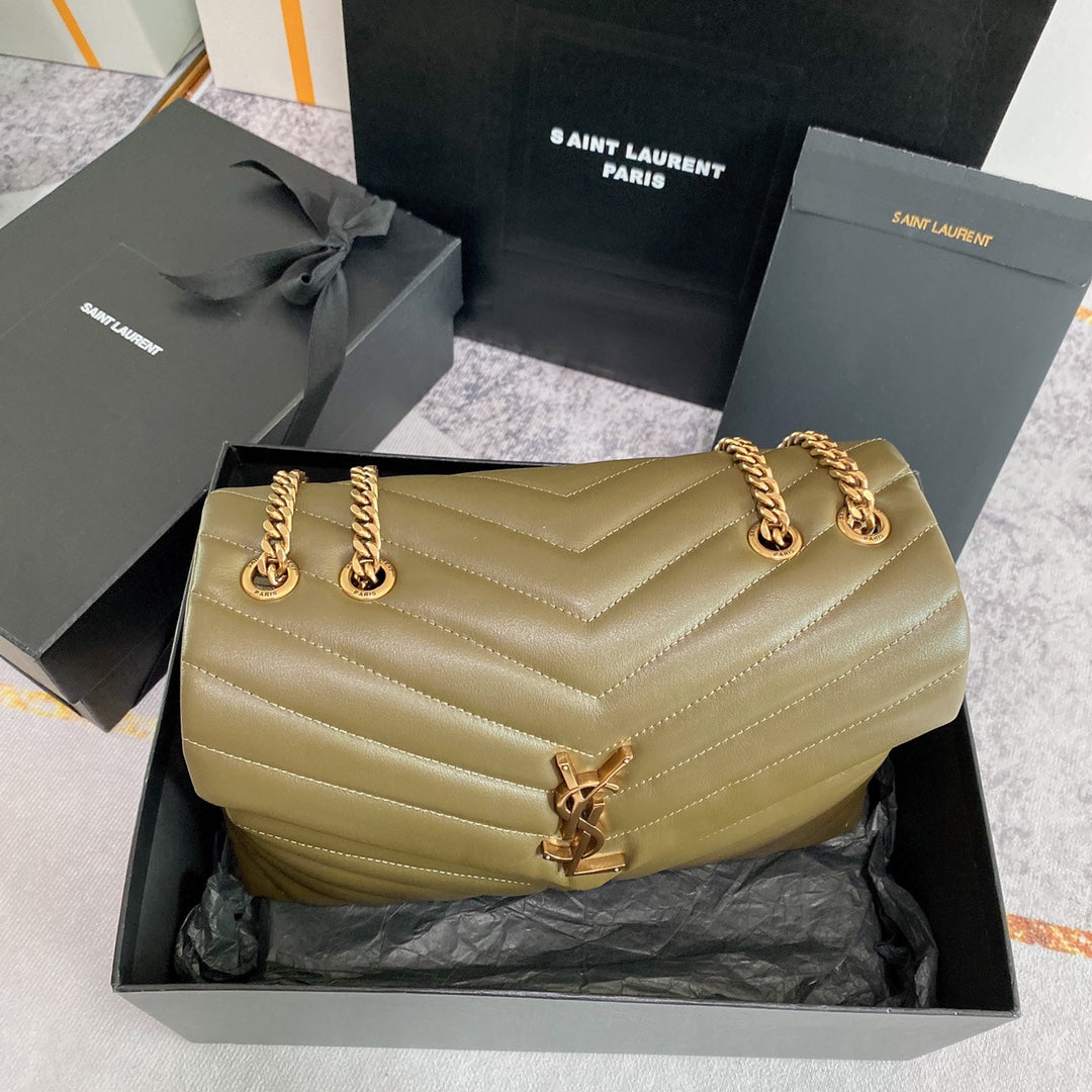 LOULOU MEDIUM 32 OLIVE QUILTED LEATHER