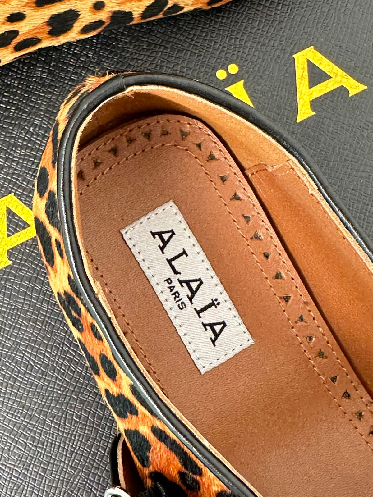 Alaia 25 Mary Jane Ballet Flat Leopard Calfskin 293239