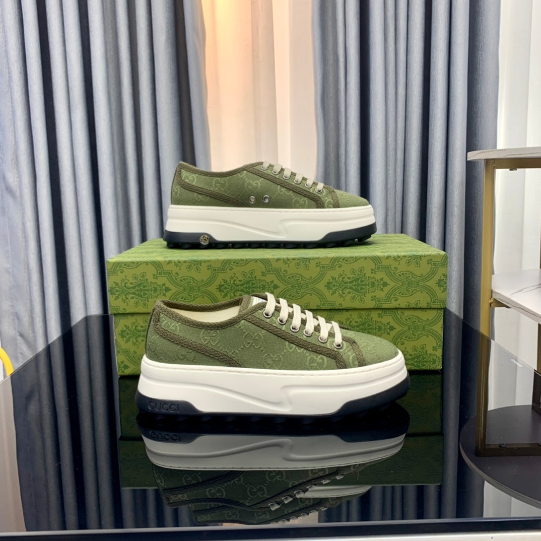 GG SNEAKER FLATFORM OLIVE GREEN CANVAS
