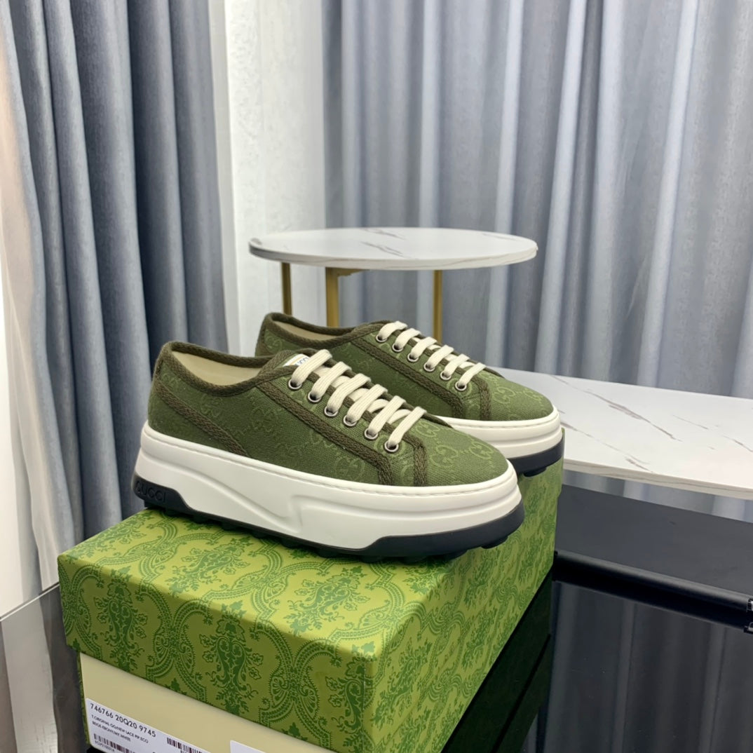 GG SNEAKER FLATFORM OLIVE GREEN CANVAS