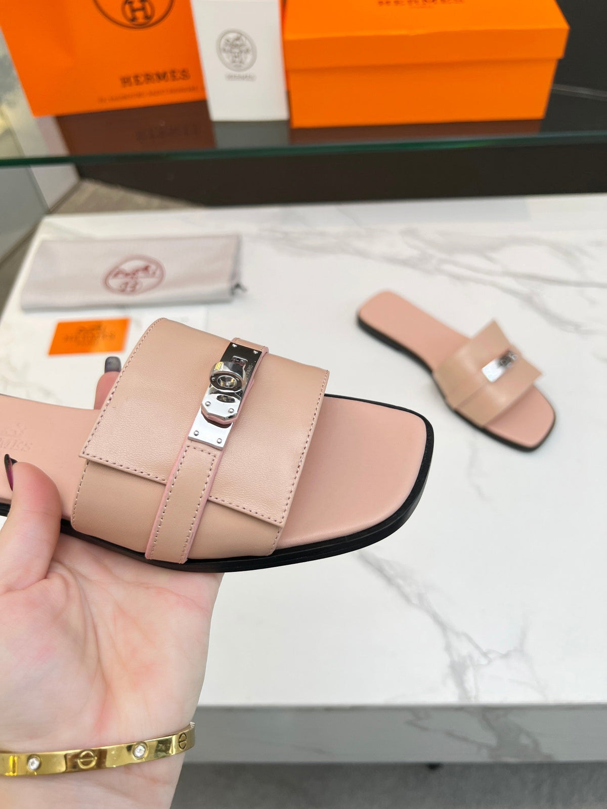 Giulia Sandal Rose Cannelle Calfskin