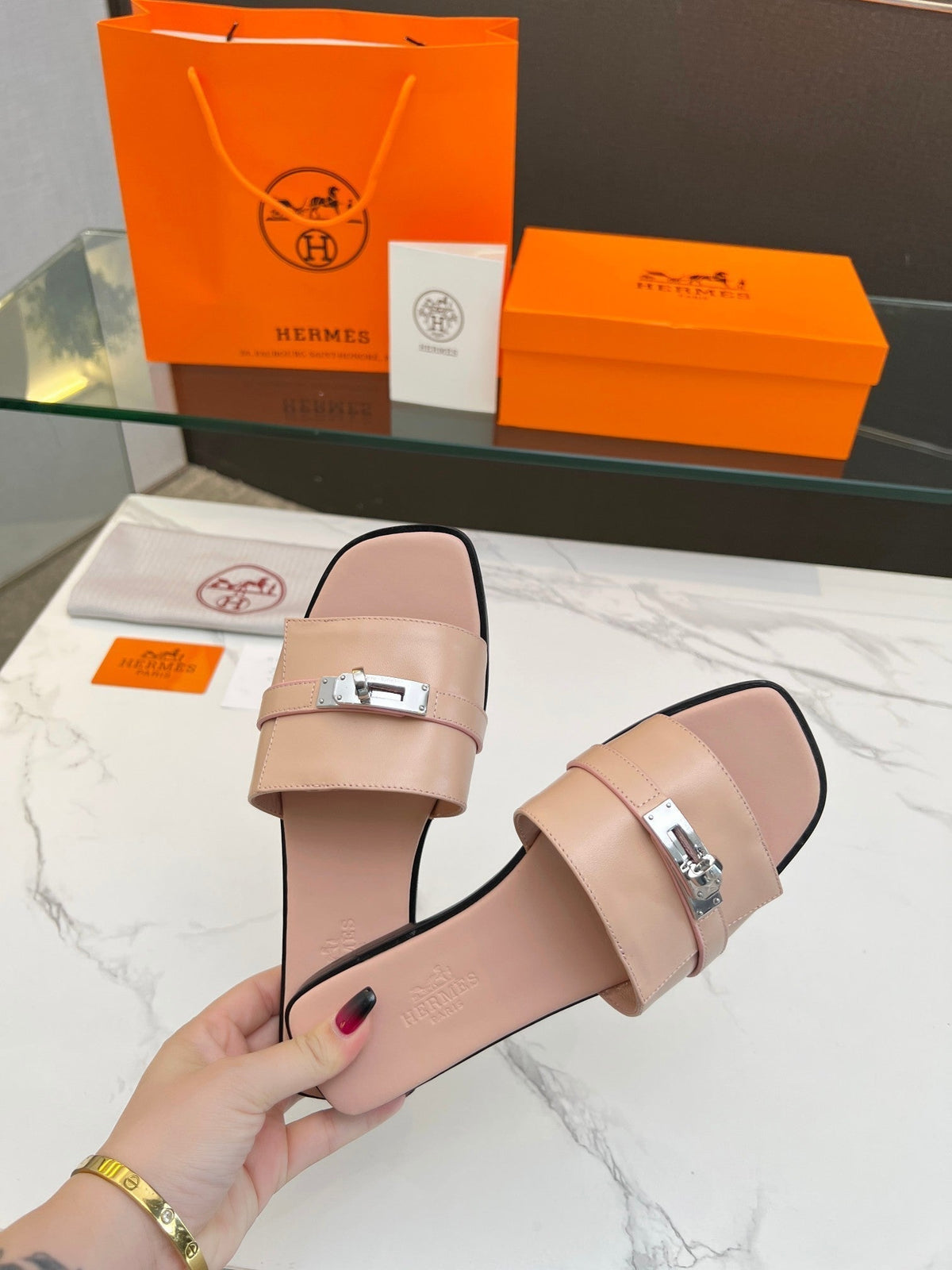 Giulia Sandal Rose Cannelle Calfskin