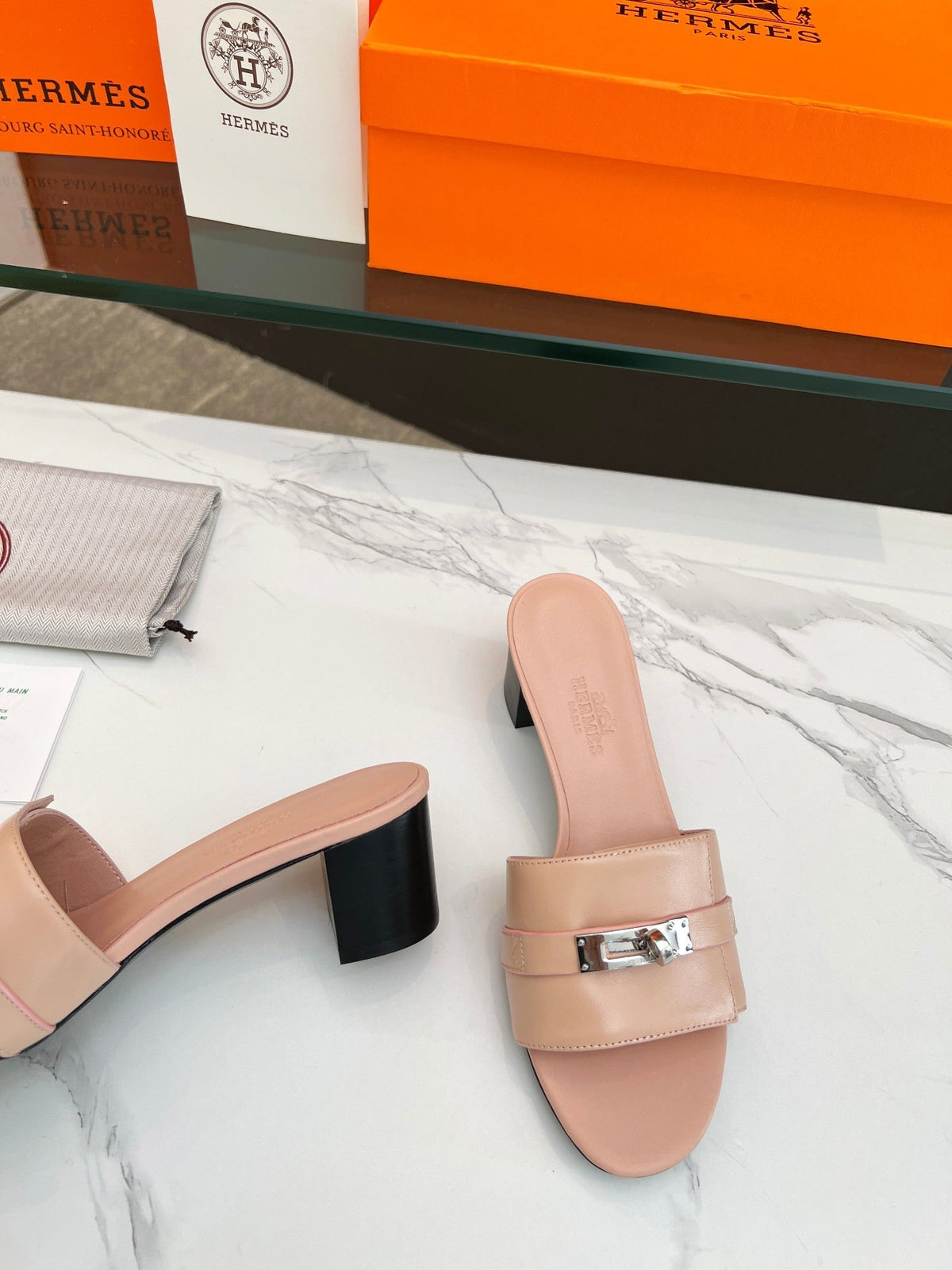 Gigi 50 Sandal Rose Cannelle Calfskin