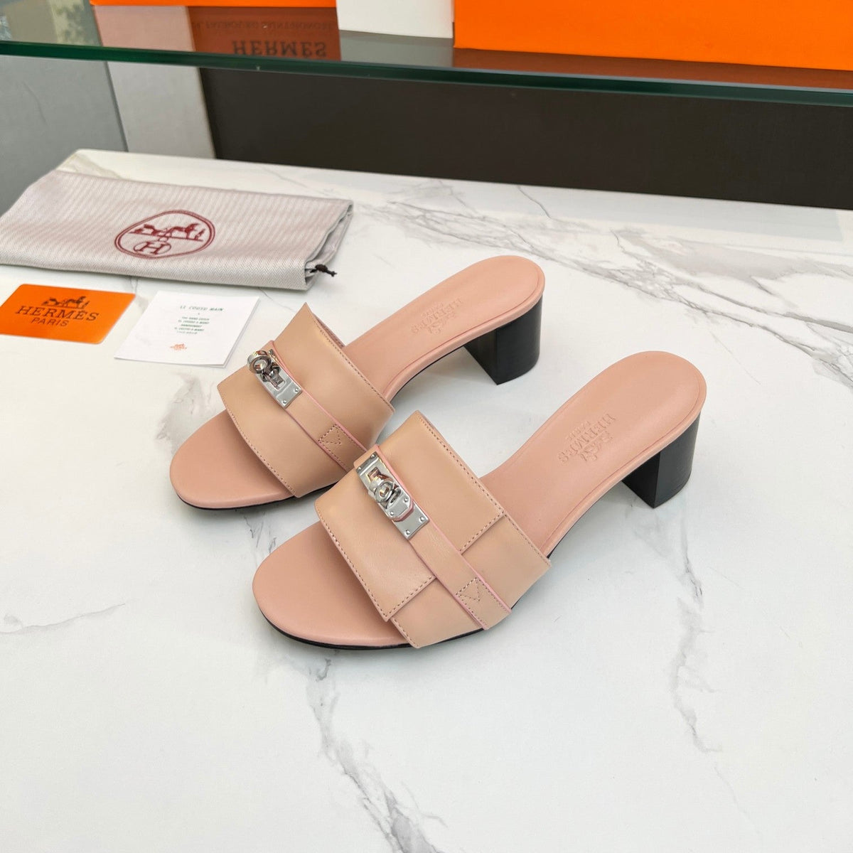 Gigi 50 Sandal Rose Cannelle Calfskin