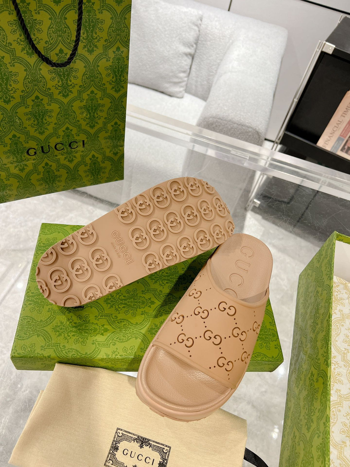 GC 25 50mm Monogram Slide Sandal Brown Cowhide 292395