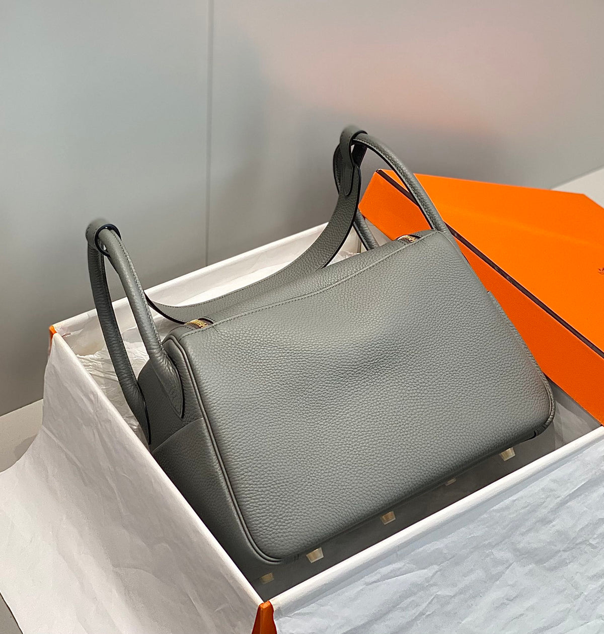 HM LINDY 30 BAG GRAY TAURILLON CLEMENCE LEATHER