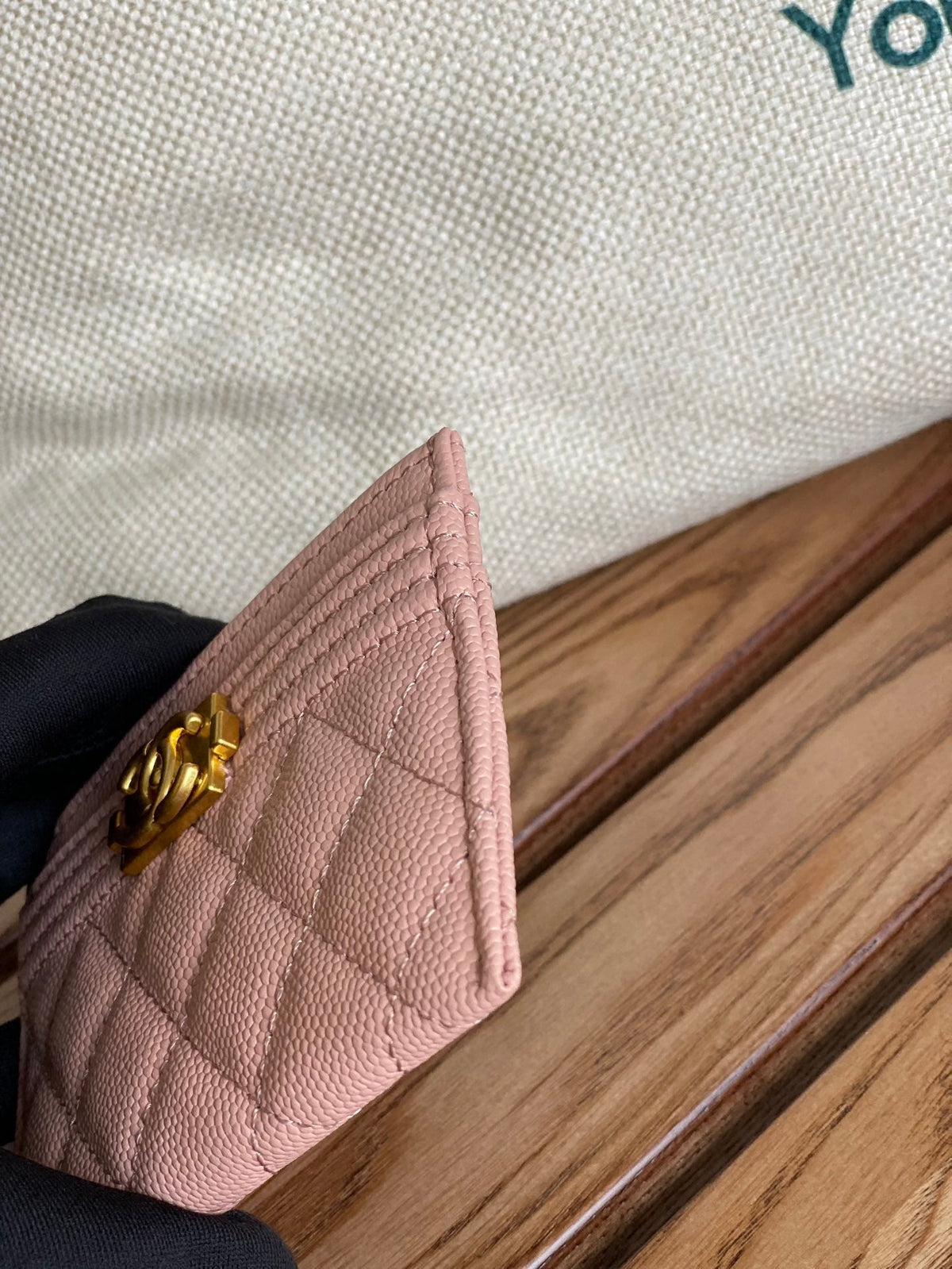 cc boy 11cm card holder pink caviar gold hardware