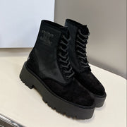 Celine 2026 Laced Up Boots 50mm Suede Canvas 948170