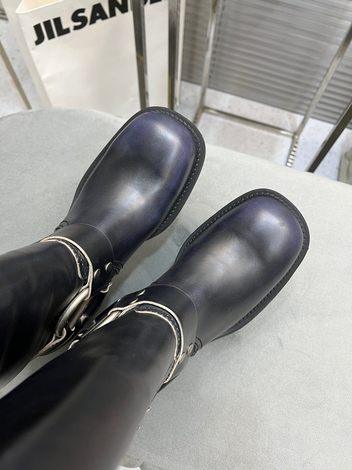 Miu Classic Black Leather Boots