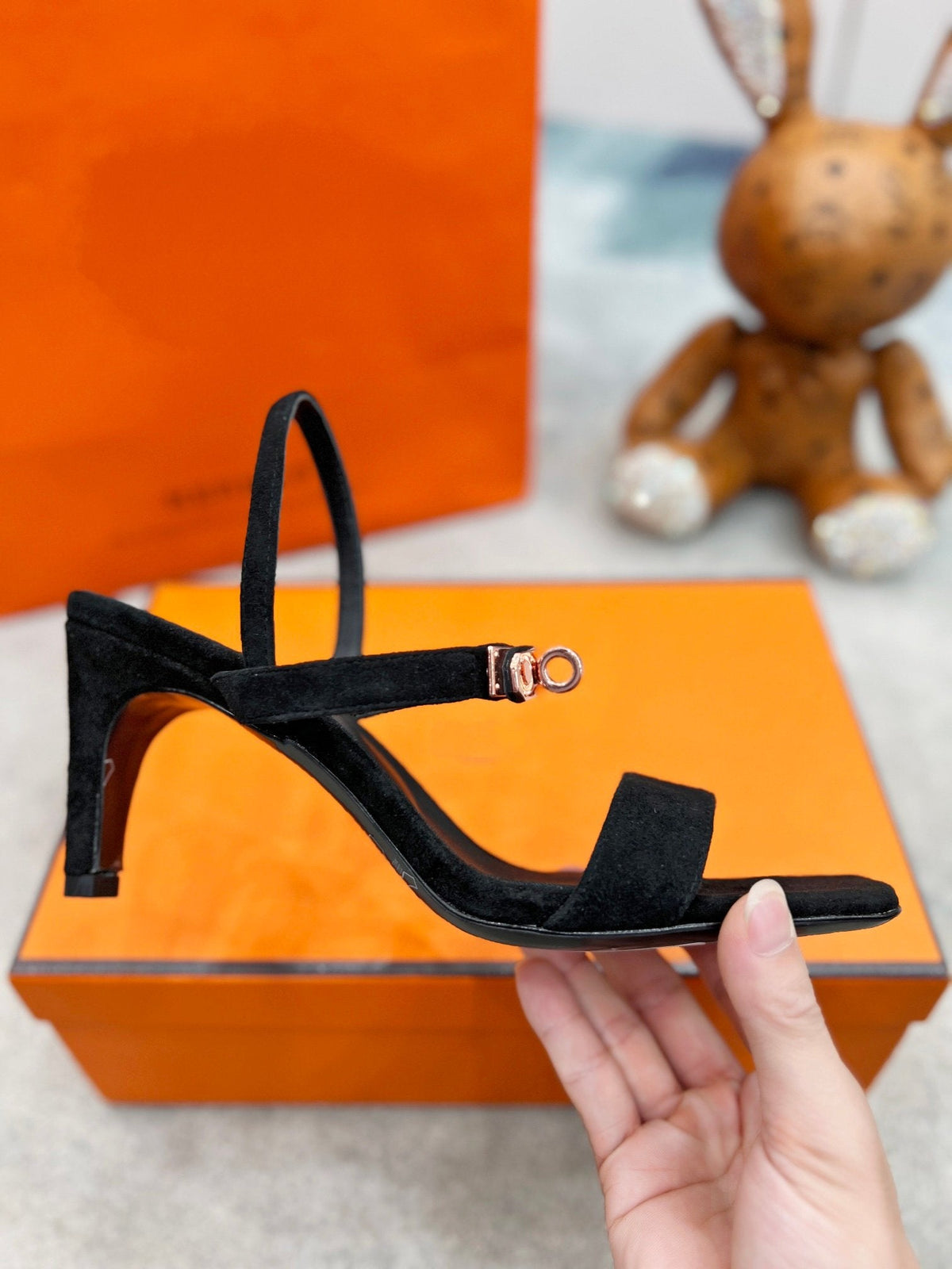 Glamour 75 Sandal Black Suede