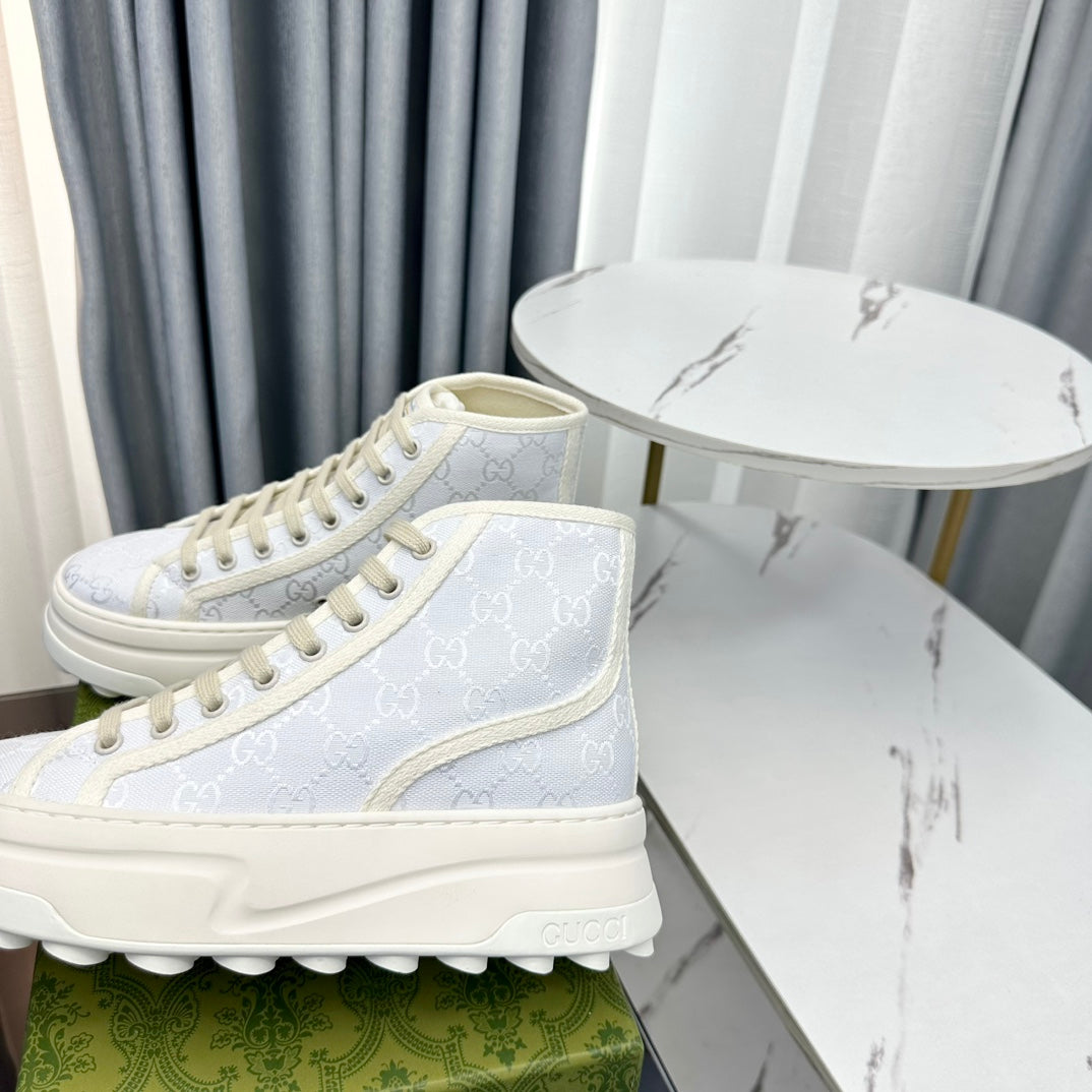 GG HIGH TOP SNEAKER FLATFORM PASTEL BLUE CANVAS