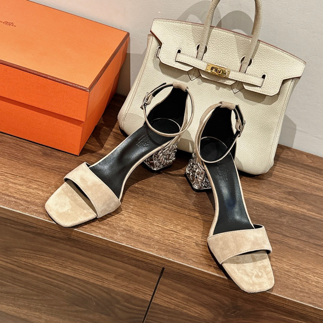 GLAM SANDAL 60 LIGHT BROWN SUEDE