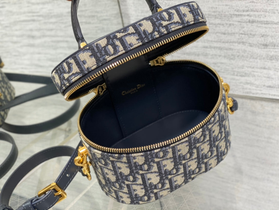 CD Signature Vanity Blue Calf Leather Cotton