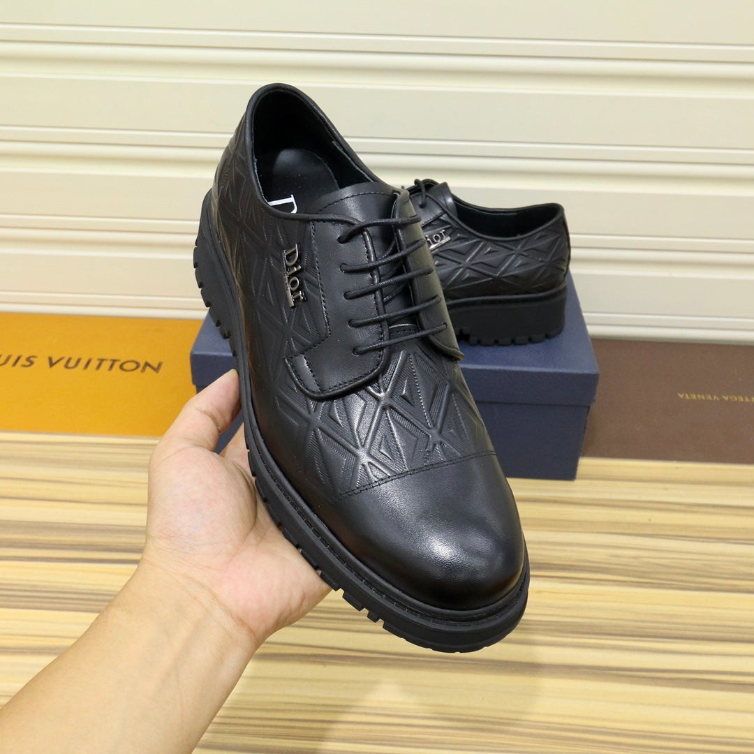 CD LACE-UP LOAFER BLACK GEOMETRIC CALFSKIN