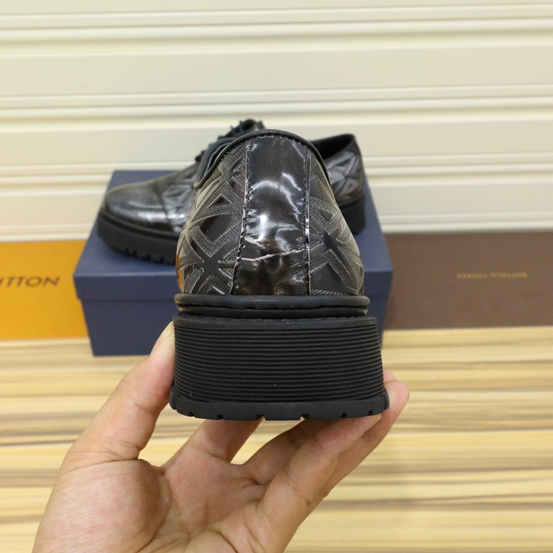 CD LACE-UP LOAFER BLACK MIX SILVER GEOMETRIC CALFSKIN