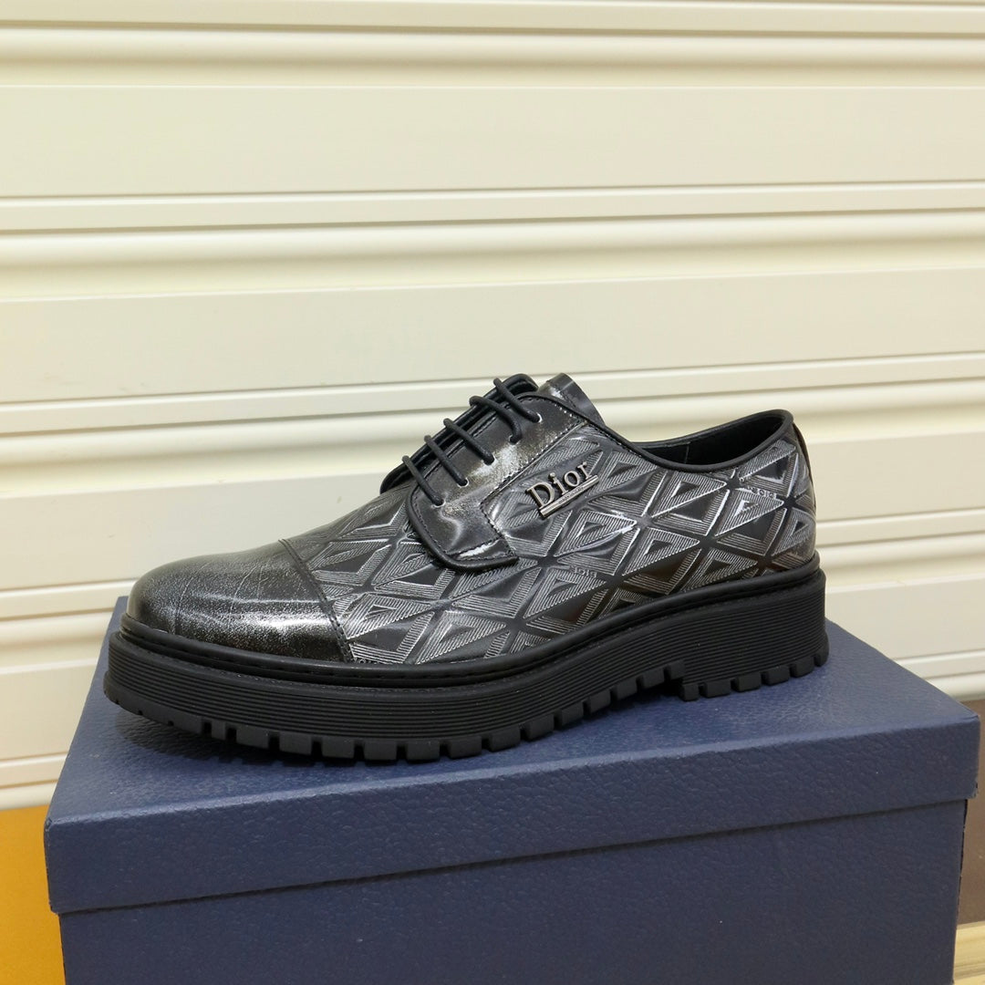 CD LACE-UP LOAFER BLACK MIX SILVER GEOMETRIC CALFSKIN