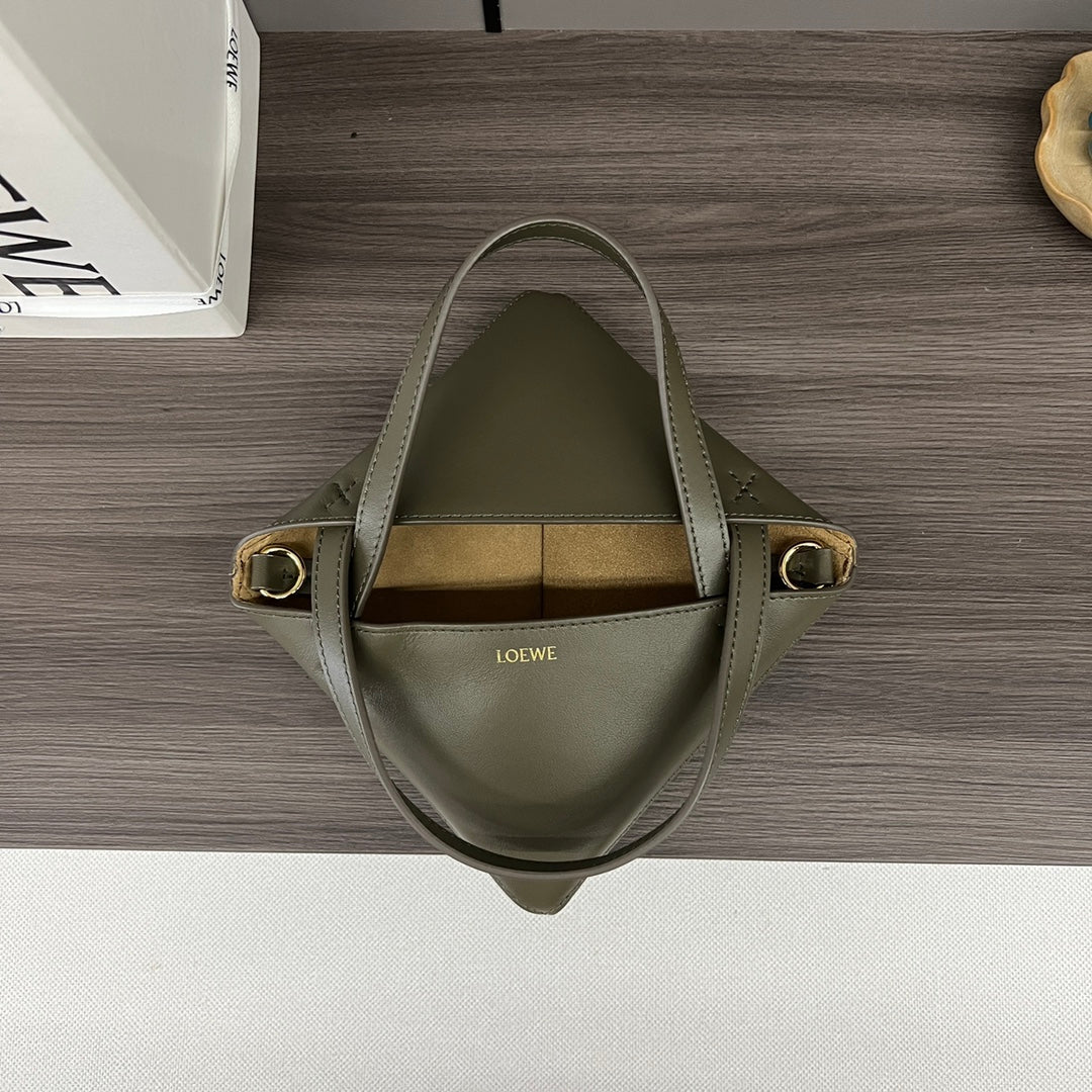 Loewe Puzzle Fold Handbag Dark Khaki Green Cowhide 254368