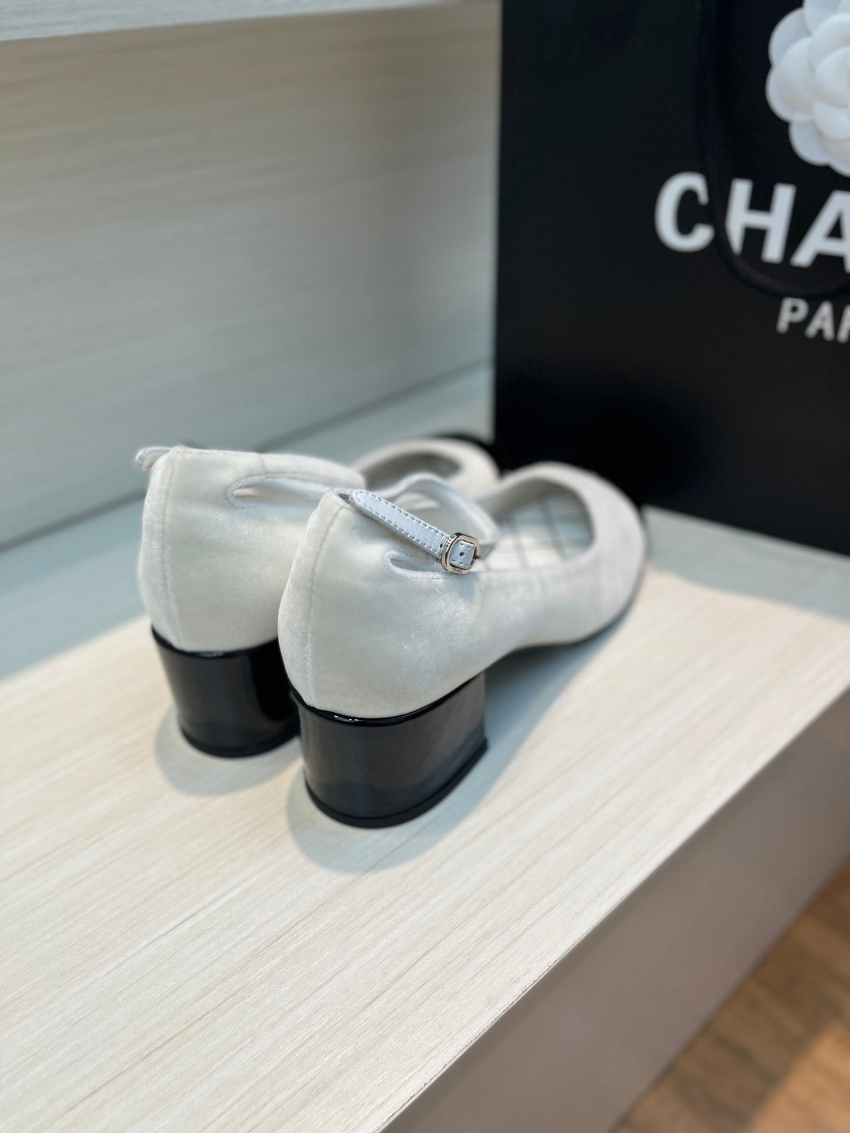 mary janes ivory black velvet