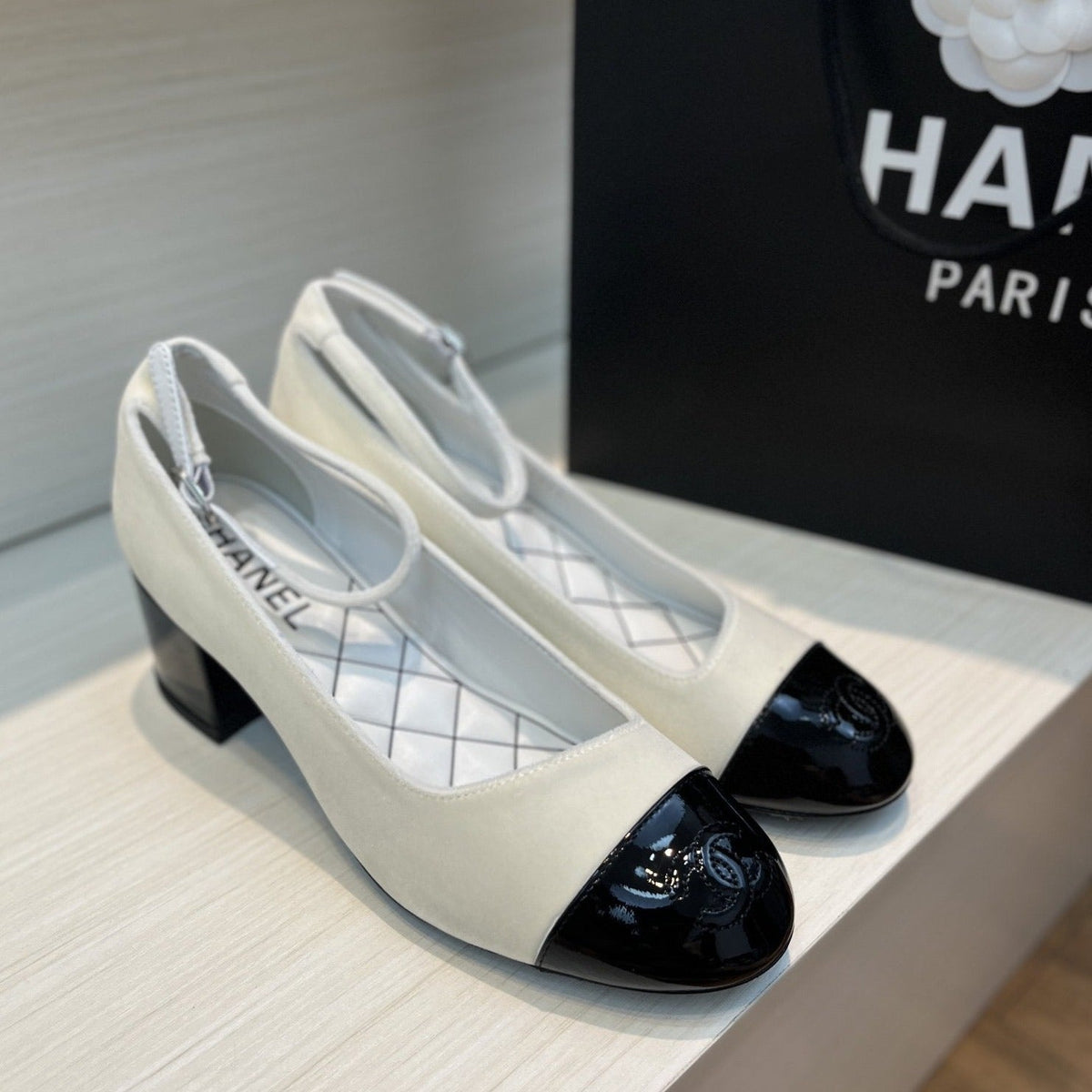 mary janes ivory black velvet