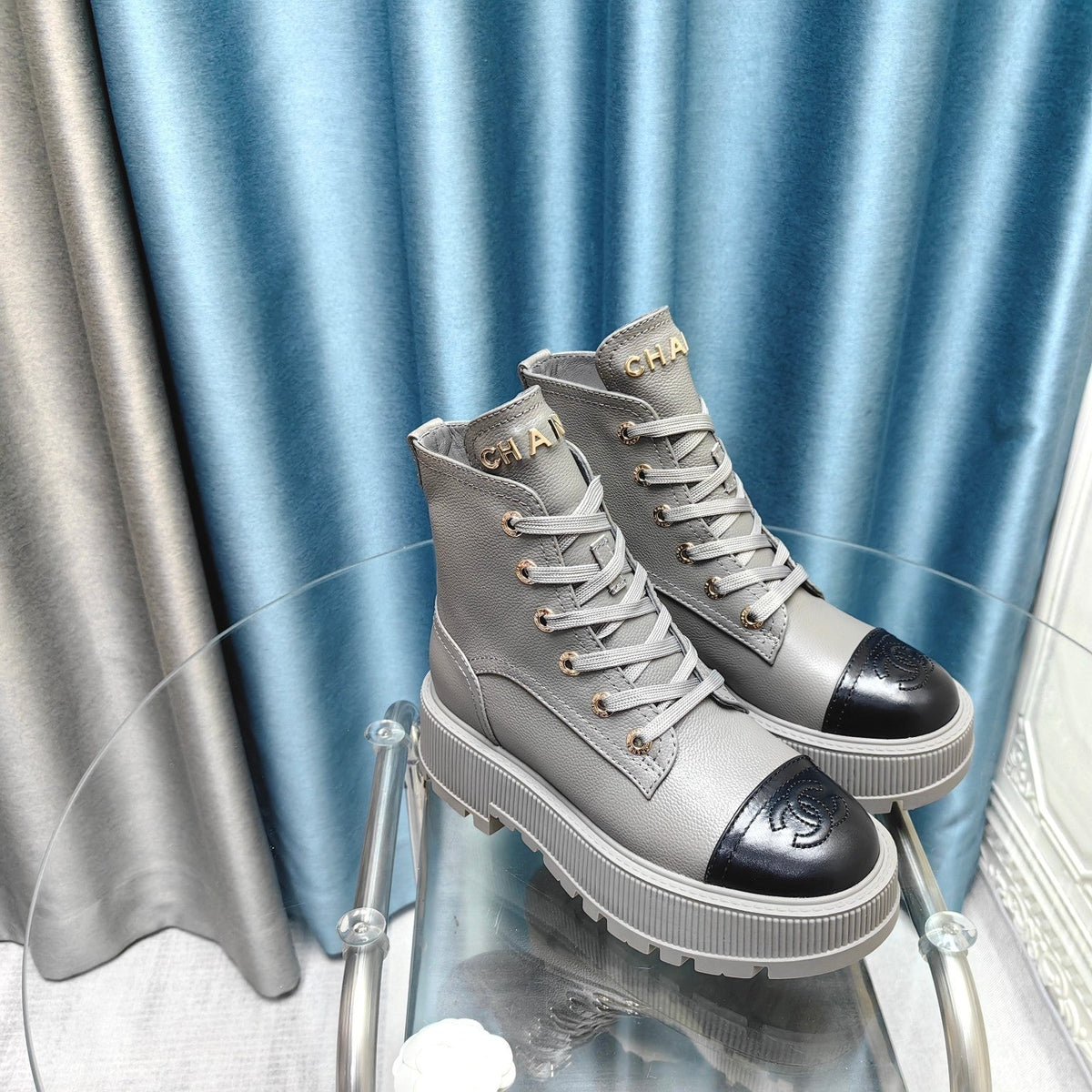 CC Ankle Boots Silver Lambskin