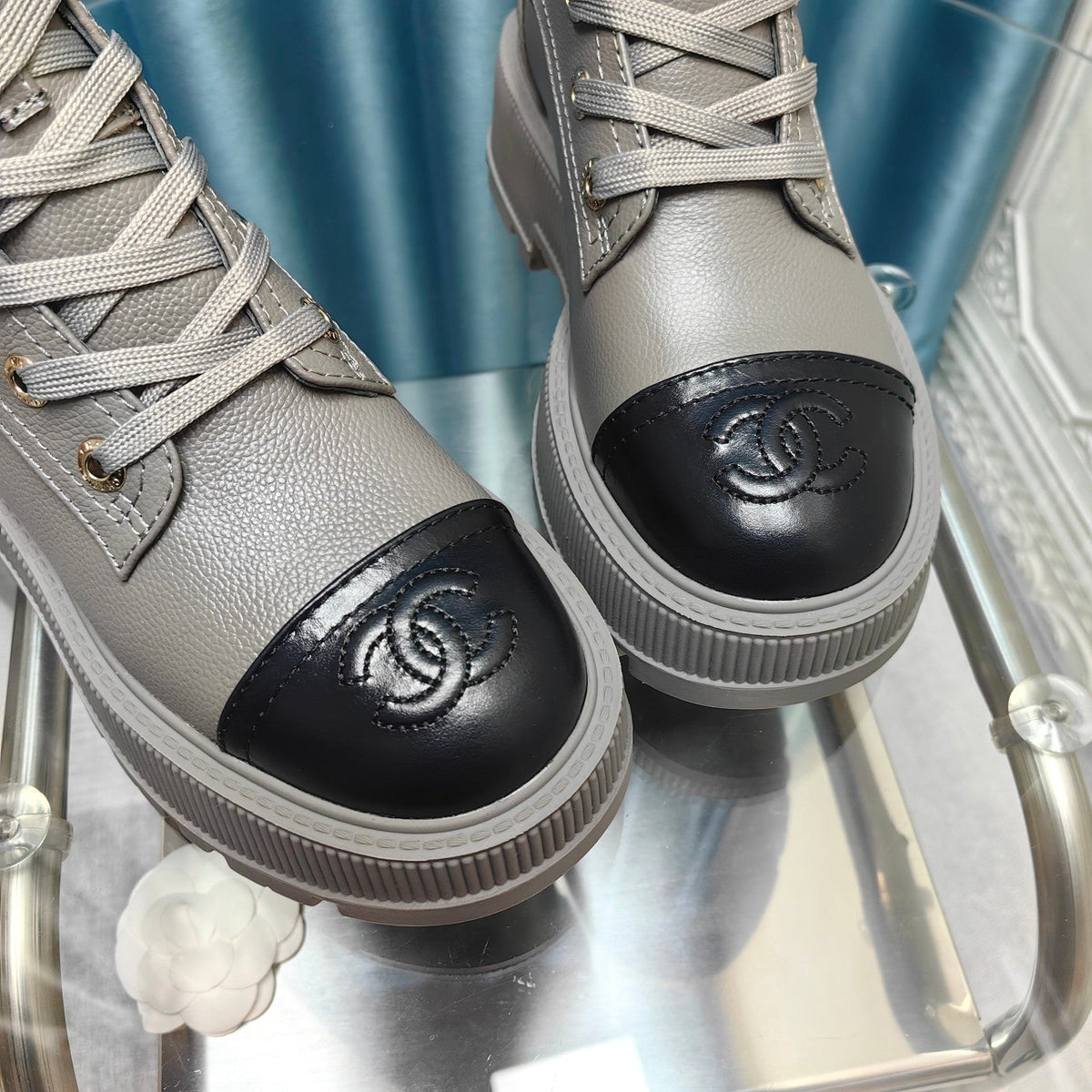 CC Ankle Boots Silver Lambskin