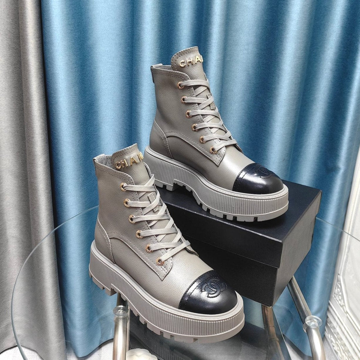 CC Ankle Boots Silver Lambskin