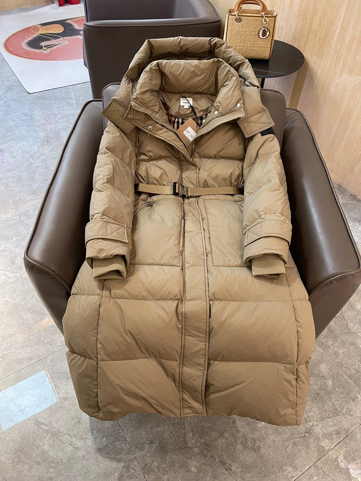 Burberry 25 Long Coat Beige Down Nylon