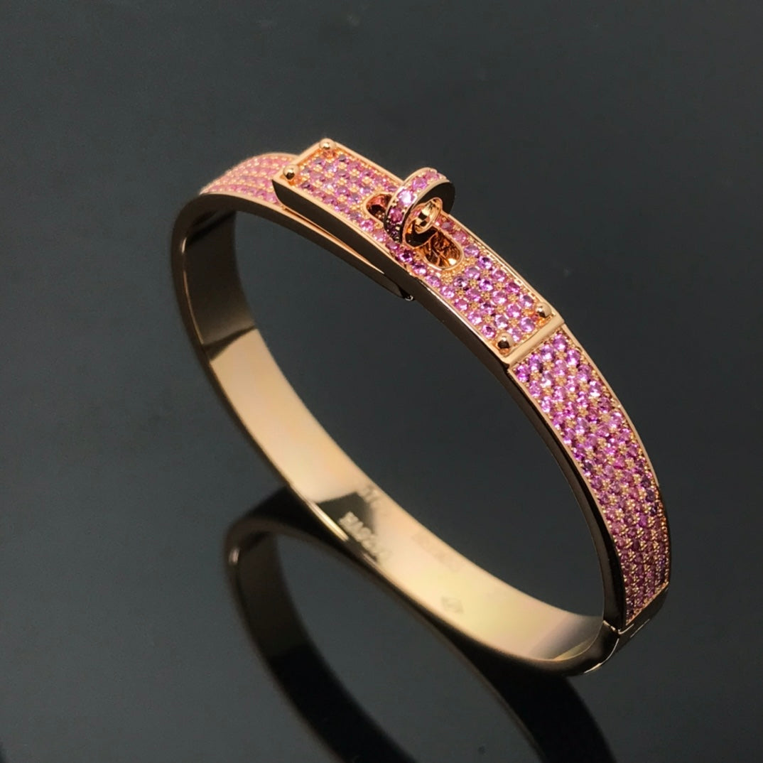 H Pig Nose Full-Diamond Pink Diamond Pink Gold Bracelet