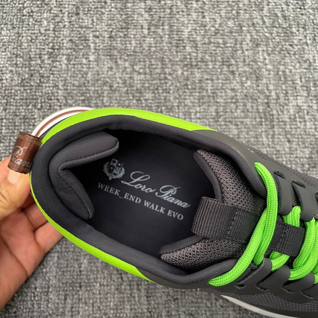 LP BRUNELLO SNEAKERS MULTI-IRON AND CHARTREUSE MESH CALFSKIN