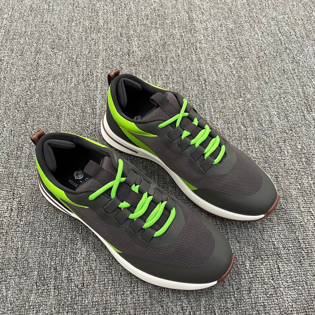 LP BRUNELLO SNEAKERS MULTI-IRON AND CHARTREUSE MESH CALFSKIN