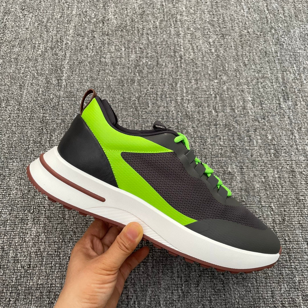 LP BRUNELLO SNEAKERS MULTI-IRON AND CHARTREUSE MESH CALFSKIN