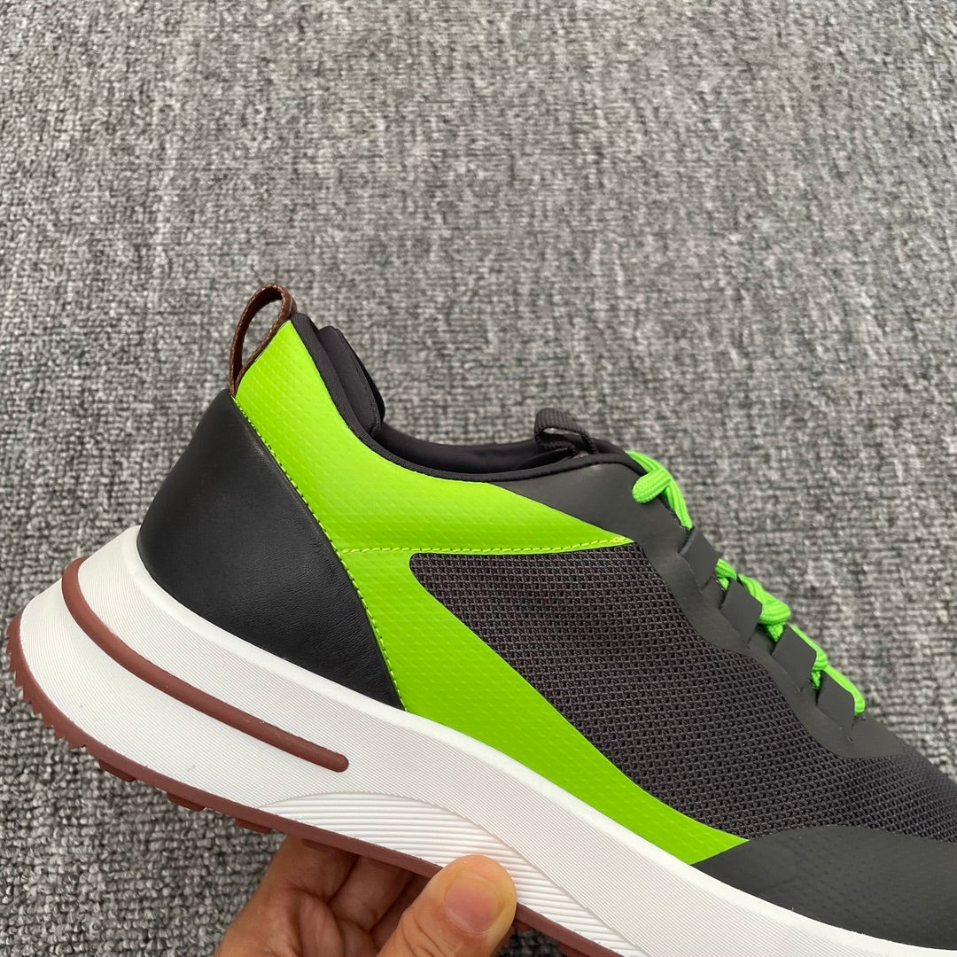 LP BRUNELLO SNEAKERS MULTI-IRON AND CHARTREUSE MESH CALFSKIN