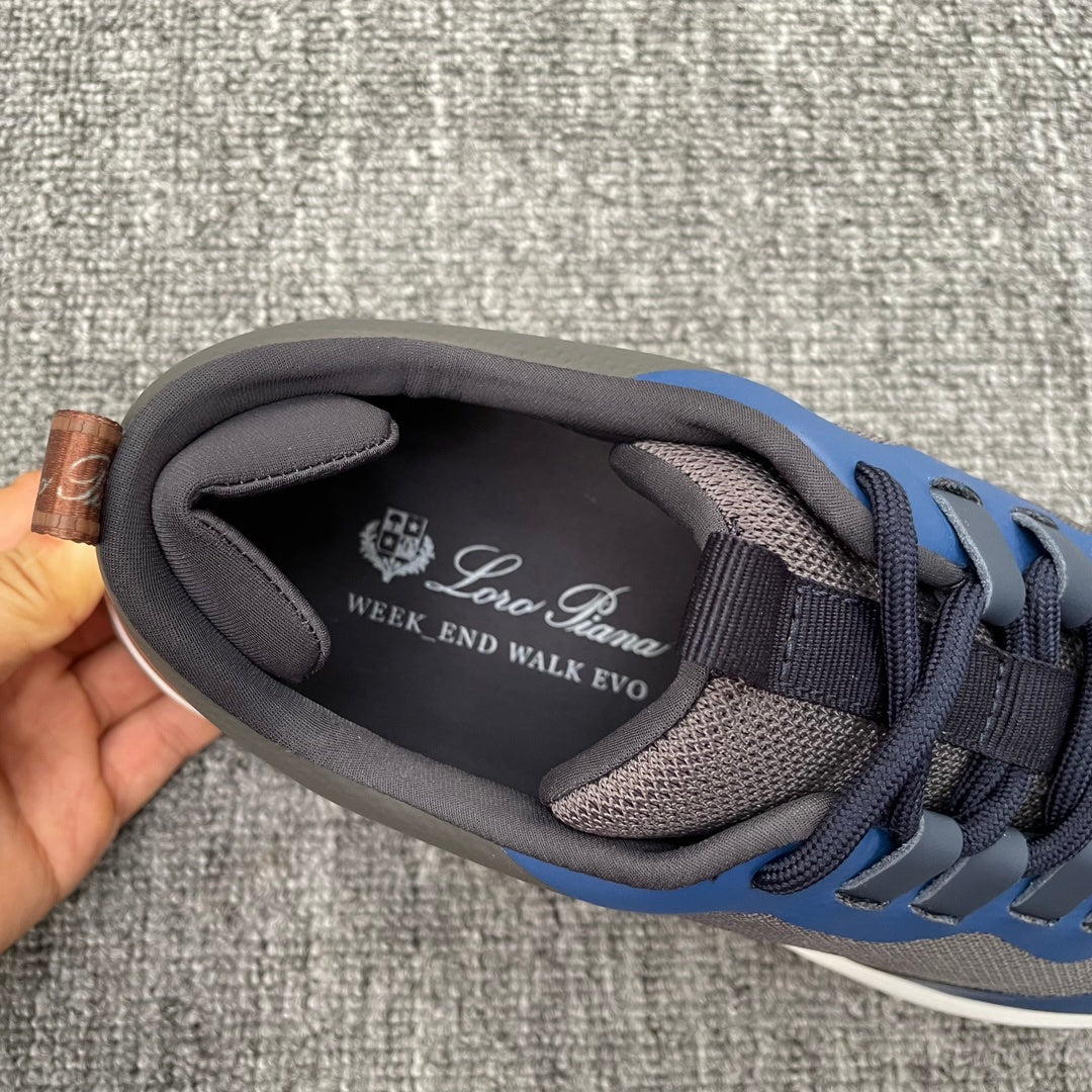 LP BRUNELLO SNEAKERS MULTI-GRAY AND NAVY MESH CALFSKIN
