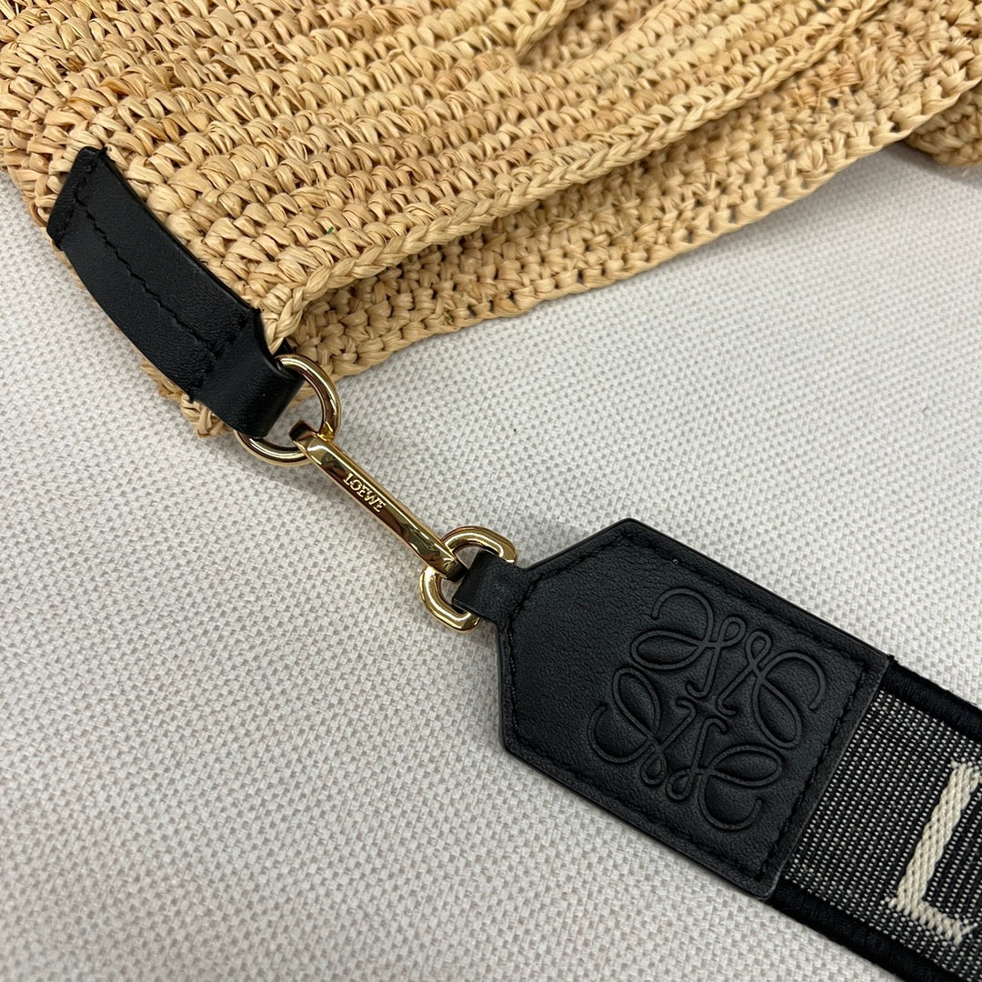 Loewe Slit Handbag Beige mix colors Raffia Cowhide 254118