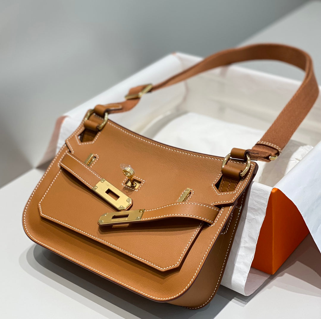 KELLY 23CM JYPSIERE TAN LEATHER CROSSBODY BAG GHW