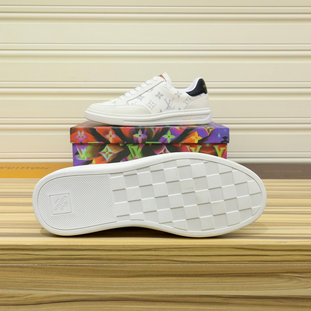 LV TRAINER SHOES WHITE MONOGRAM JACQUARD AND CALFSKIN