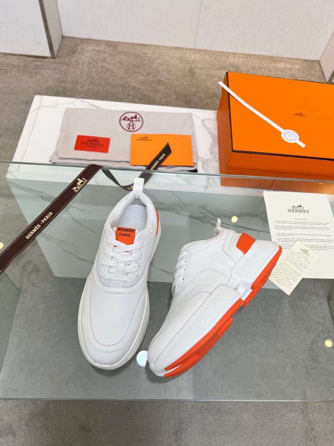GIGA SNEAKER ORANGE MIX WHITE CALFSKIN