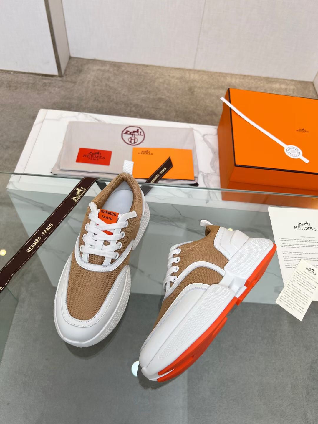 GIGA SNEAKER CARAMEL MIX WHITE CALFSKIN