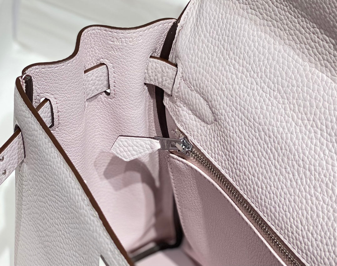 HM KELLY 28CM LIGHT PINK TOGO SILVER HARDWARE
