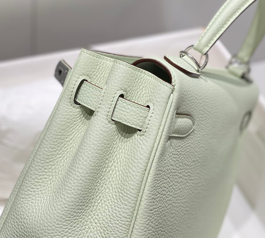 HM KELLY 28CM LIGHT GREEN TOGO SILVER HARDWARE
