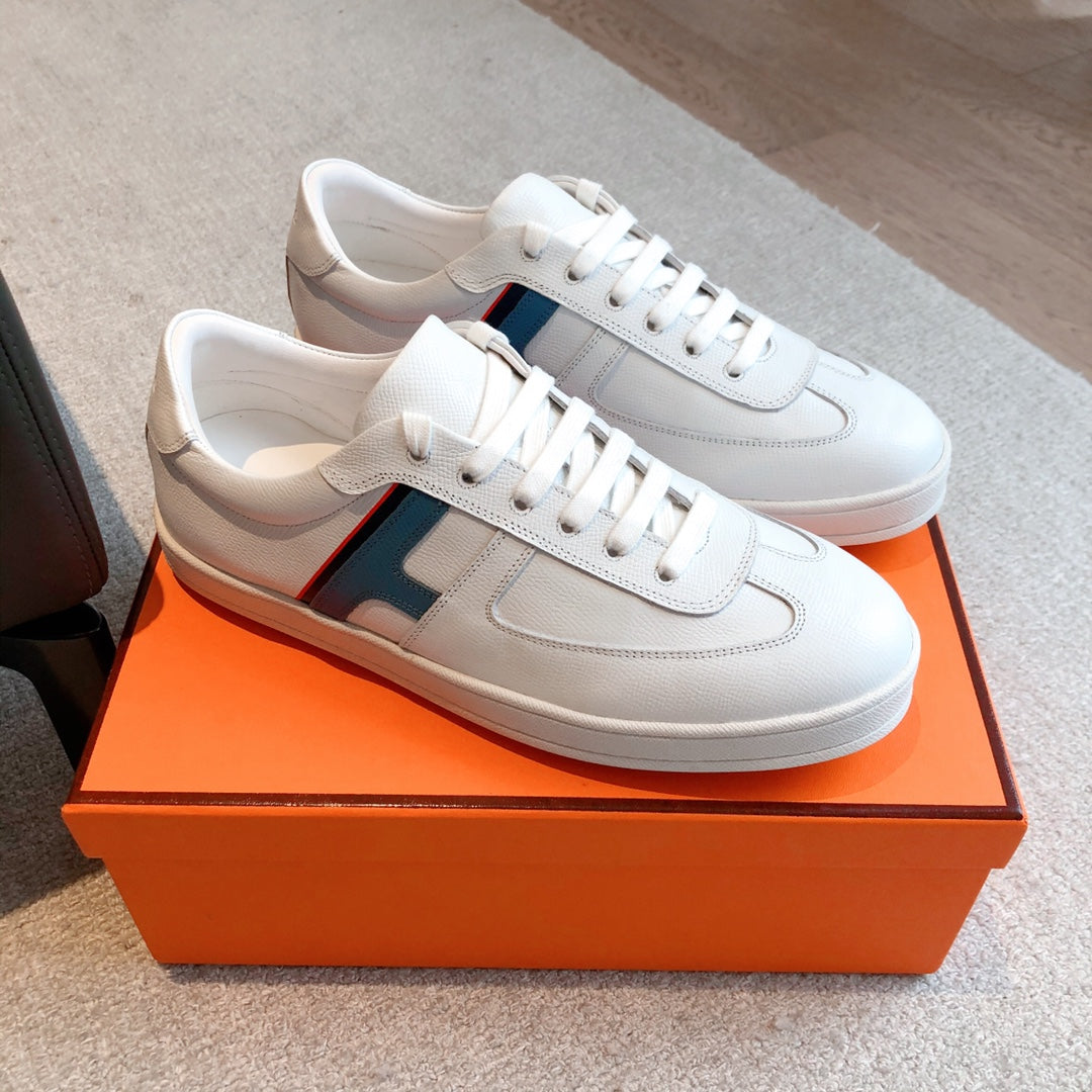 HM BOOMERANG SNEAKER WHITE AND AEGEAN CALFSKIN