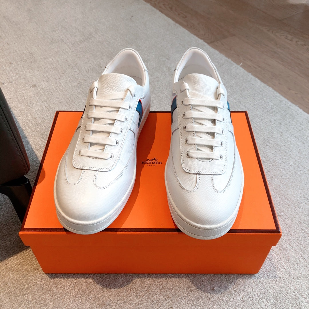 HM BOOMERANG SNEAKER WHITE AND AEGEAN CALFSKIN